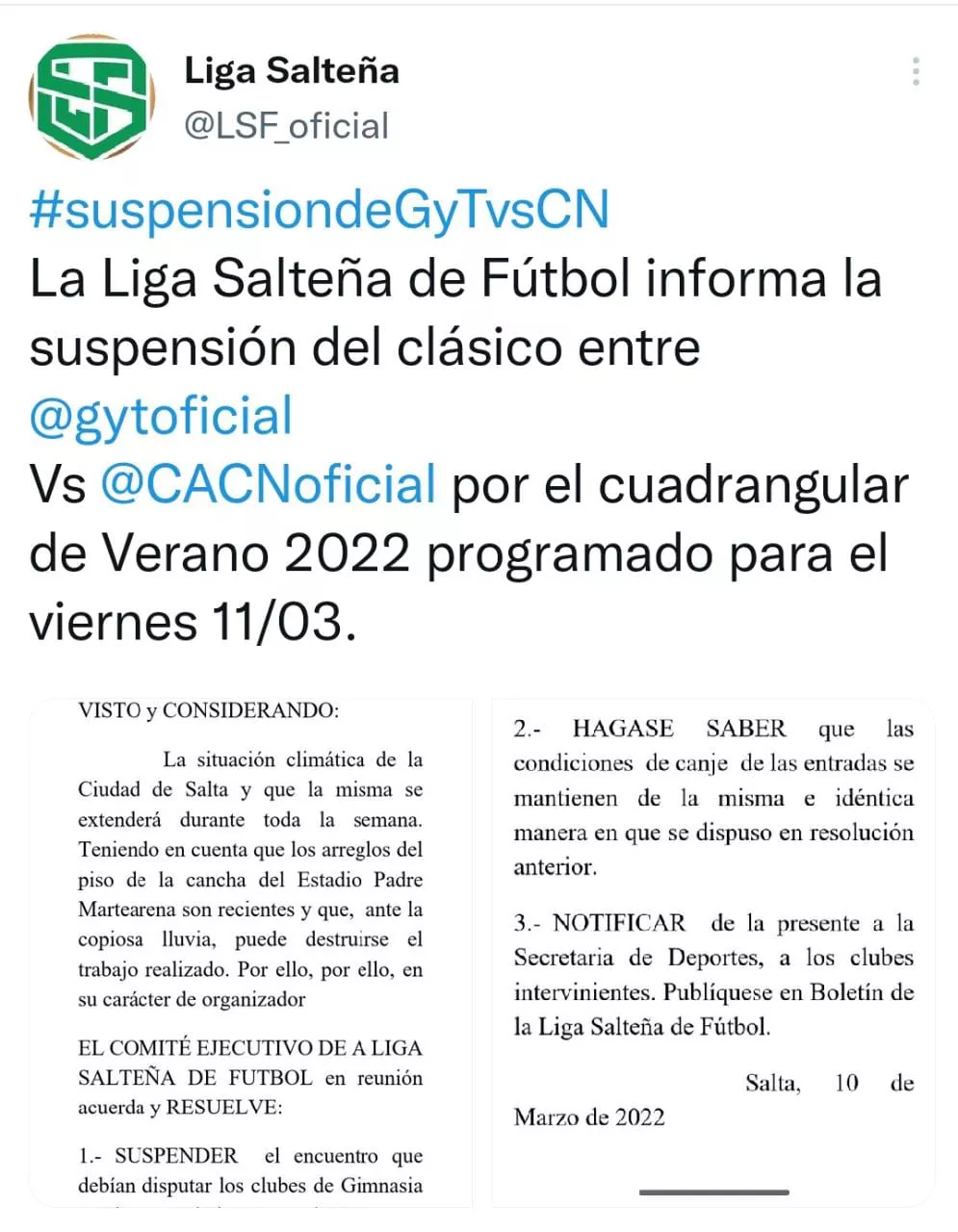 comunicado Liga Saltela 1103